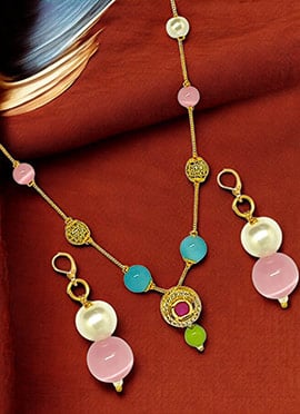 Multicolor Kundan Moti Stones Necklace