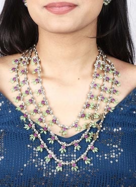 Multicolor Kundan With Moti Necklace