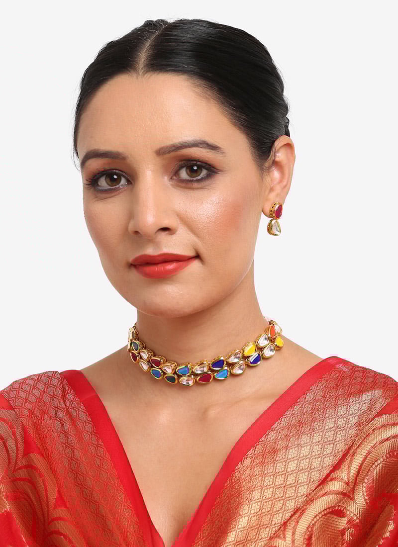 Multicolor Kundan Work Choker Wedding Wear