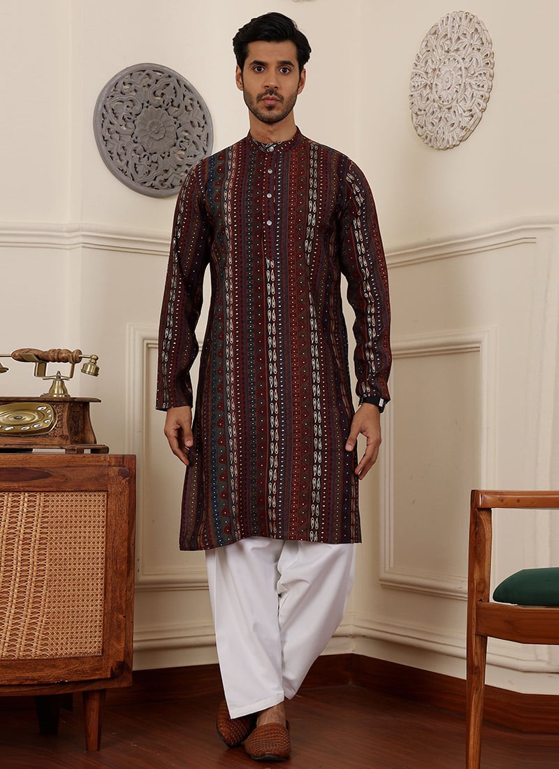 Multicolor Modal Silk Printed Kurta