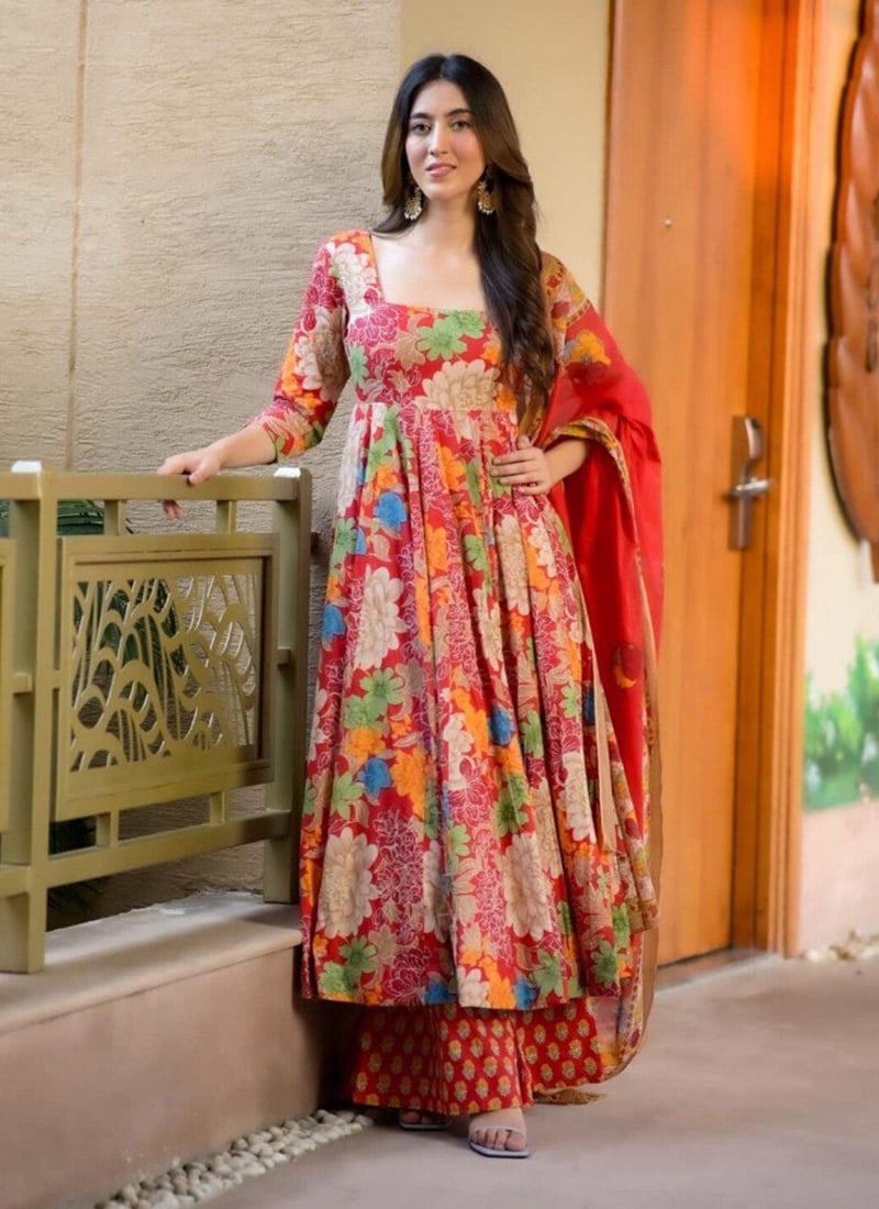 Multicolor Muslin Digital Print Anarkali Suit