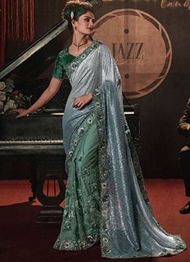 Multicolor Net Embroidered Saree