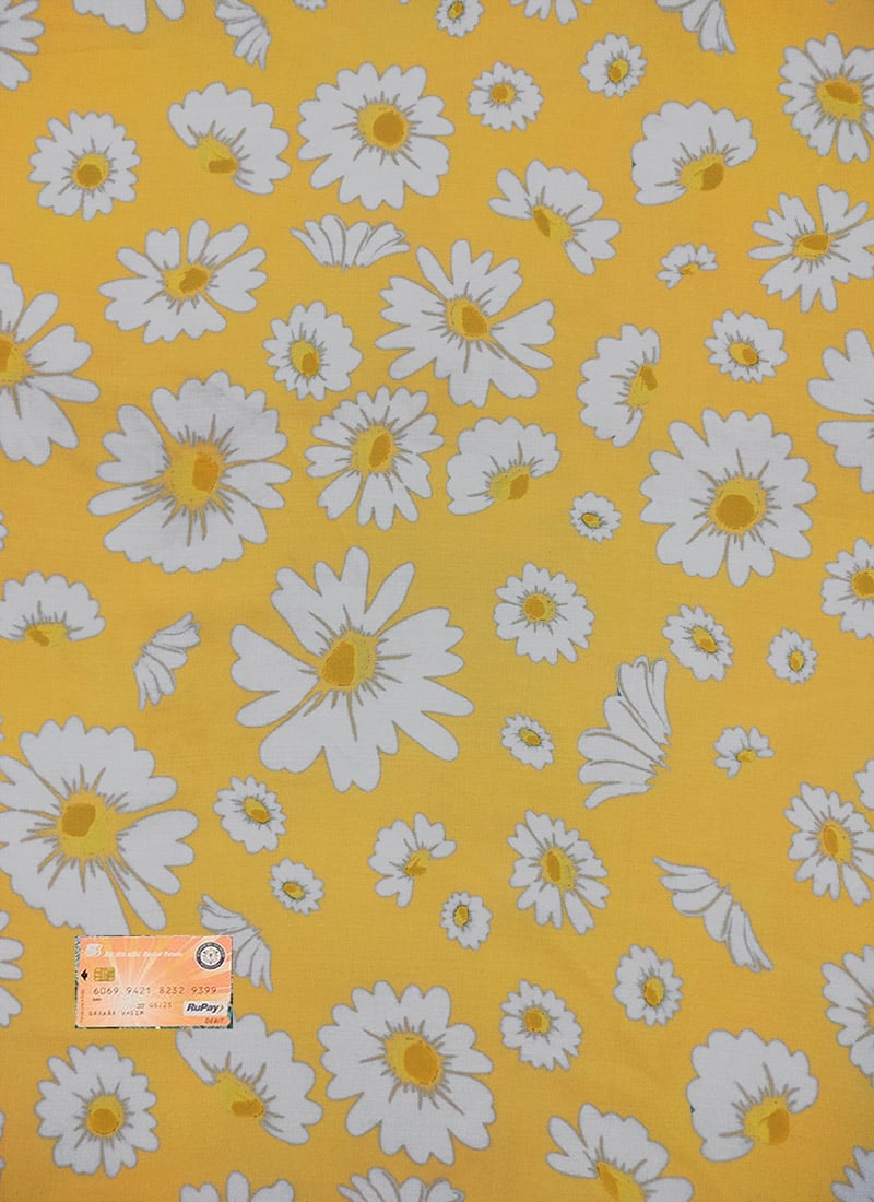 Yellow Pure Crepe Digital Print Fabric
