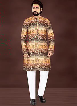 Multicolor Rayon Digital Print Kurta Pyjama