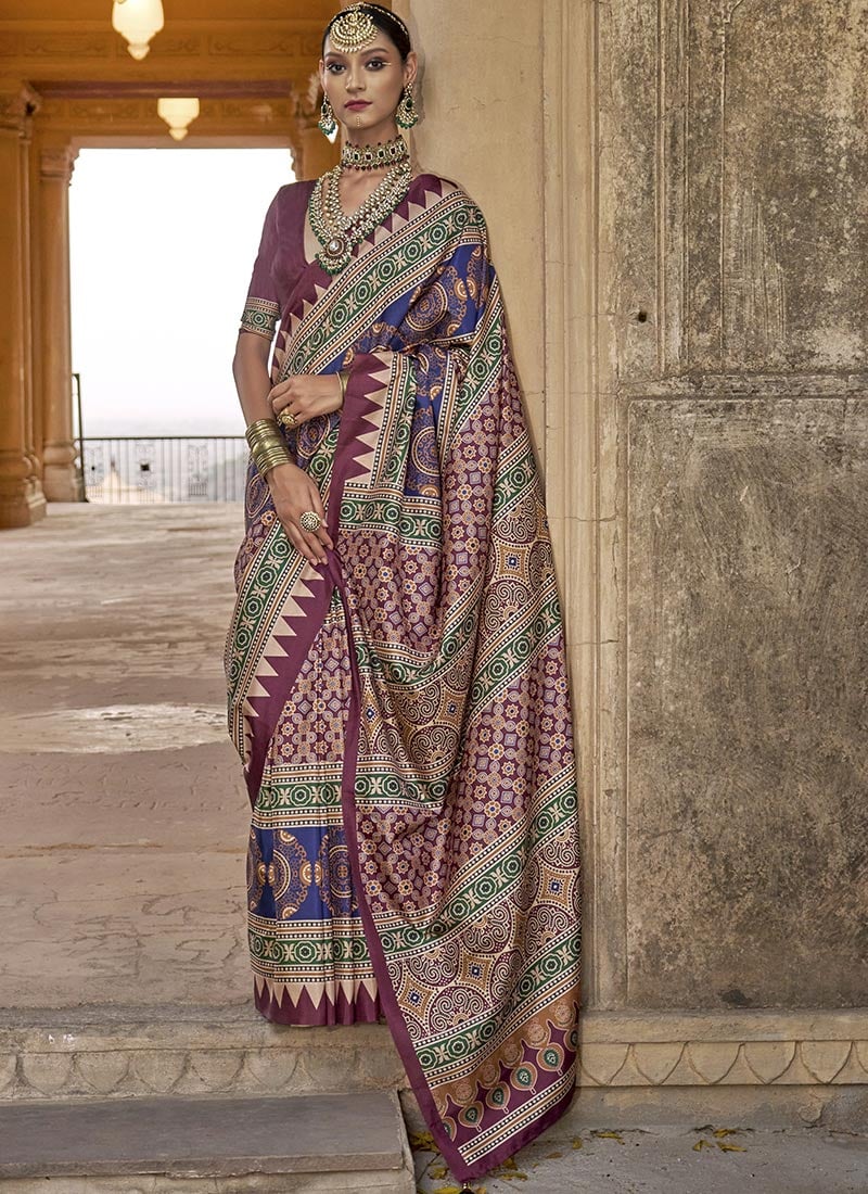 Multicolor Silk Ajrakh Print Saree After Six Wear