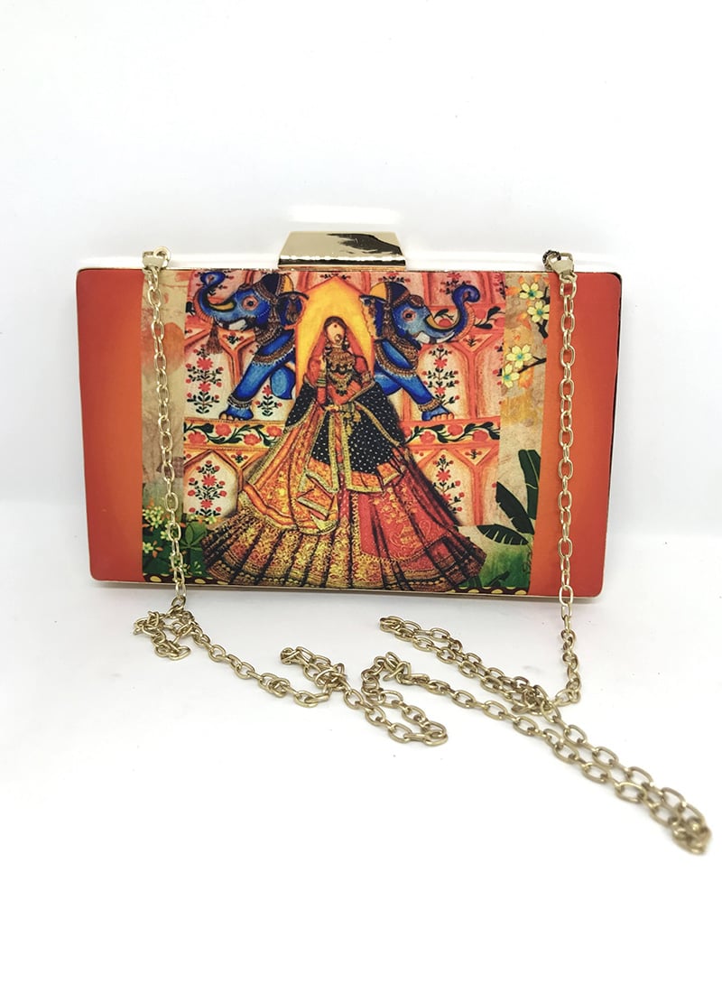 Multicolor Silk Digital Print Classic Clutch After Six Wear