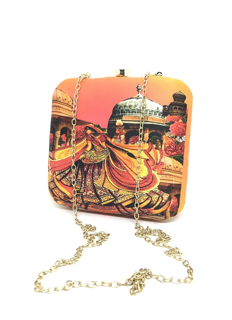 Multicolor Silk Digital Print Classy Clutch After Six Wear