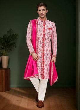 Multicolor Silk Embroidered Classic Sherwani