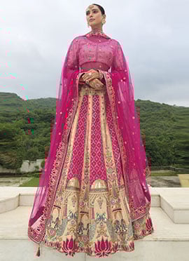 Multicolor Silk Embroidered With Stone Sequins Breathtaking Lehenga