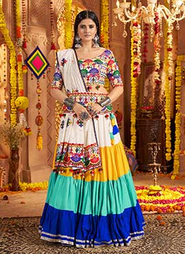 Multicolor Viscose Cotton Kutch And Mirror Work Chaniya Choli