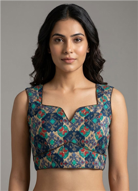 Multicolor Viscose Floral Print Smocking Stretchable  Blouse