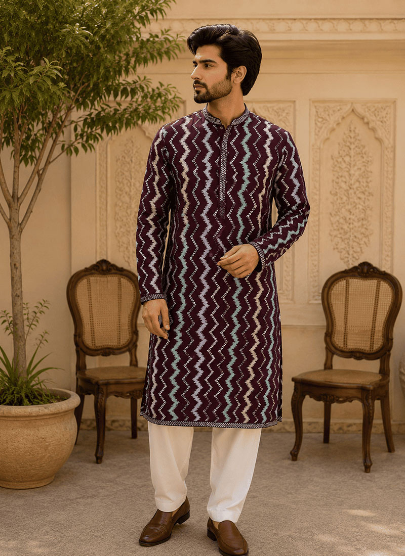Multicolor Viscose Rayon Printed Kurta For Men