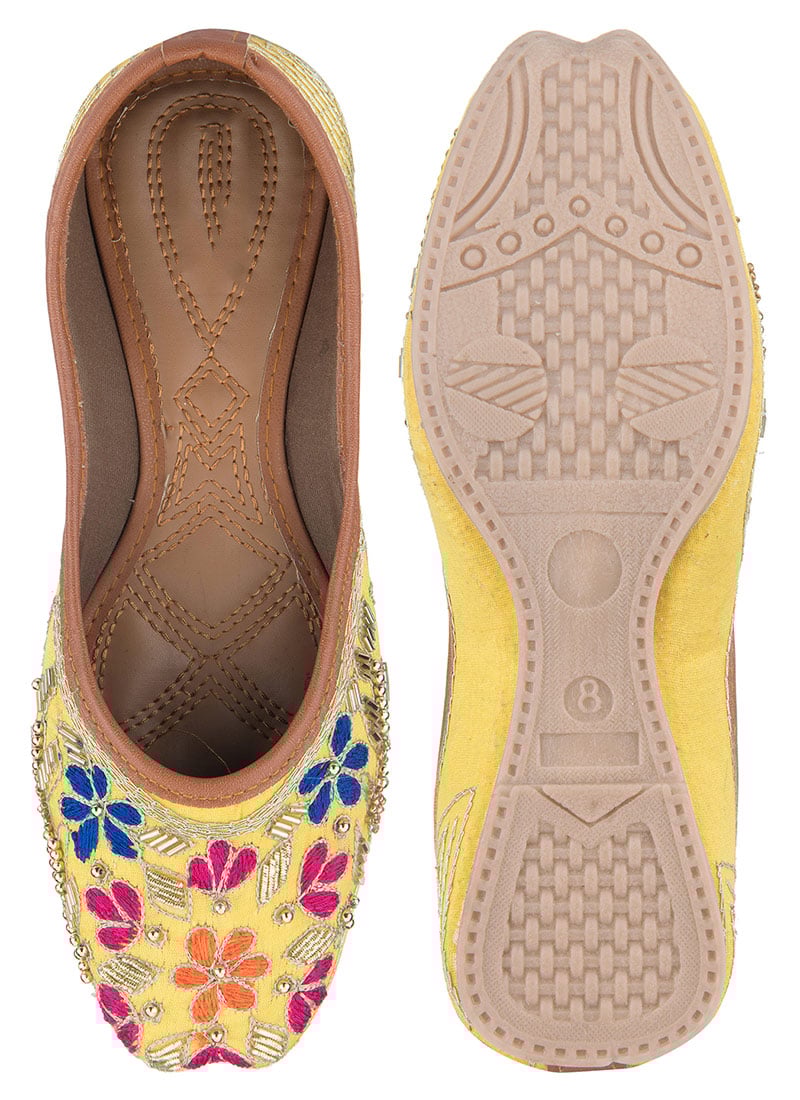 Multicolor Zardosi Hand Embroidered Juti