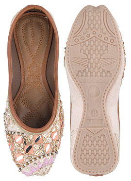 Multicolor Zardosi Hand Embroidered Sequins Juti