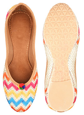 Multicolor Zari Embroidered Juti