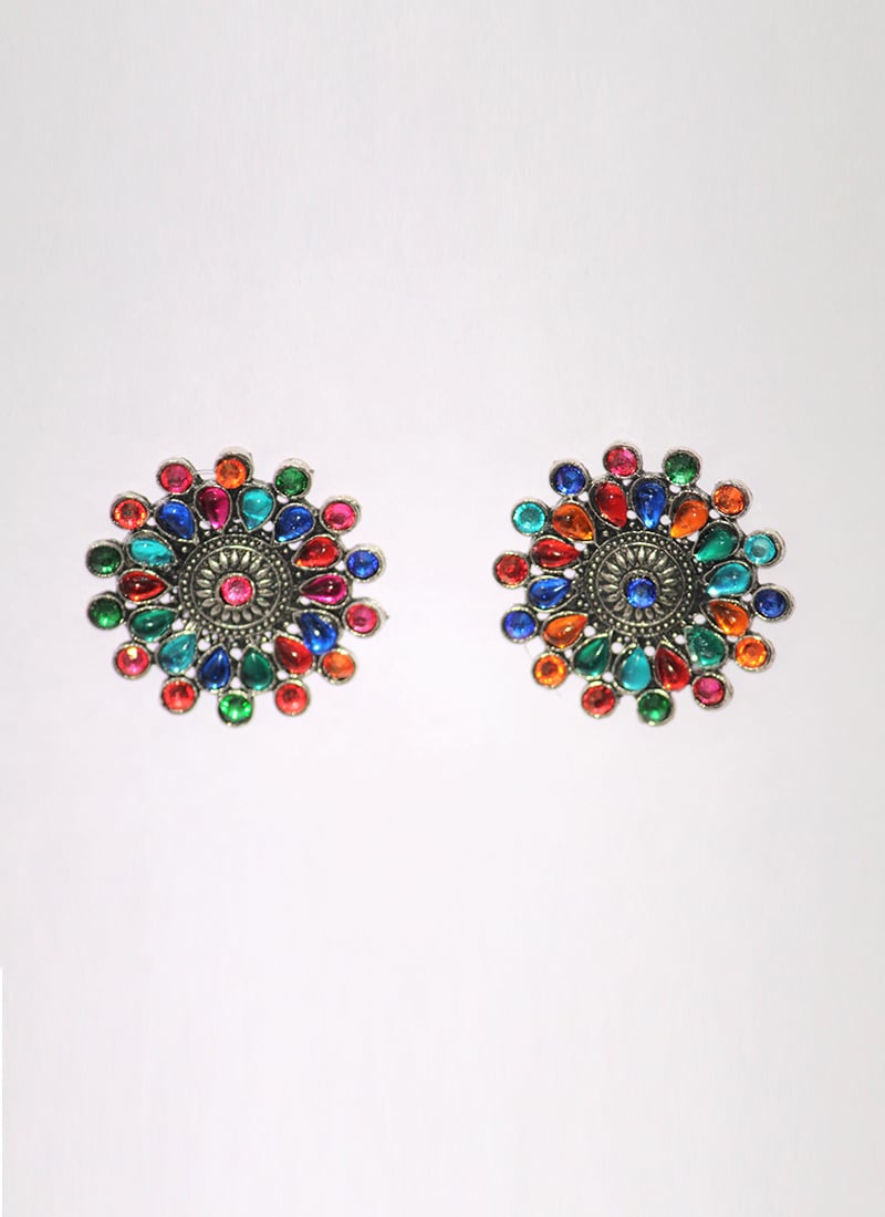 Multicolored Alloy Studs Work Wear