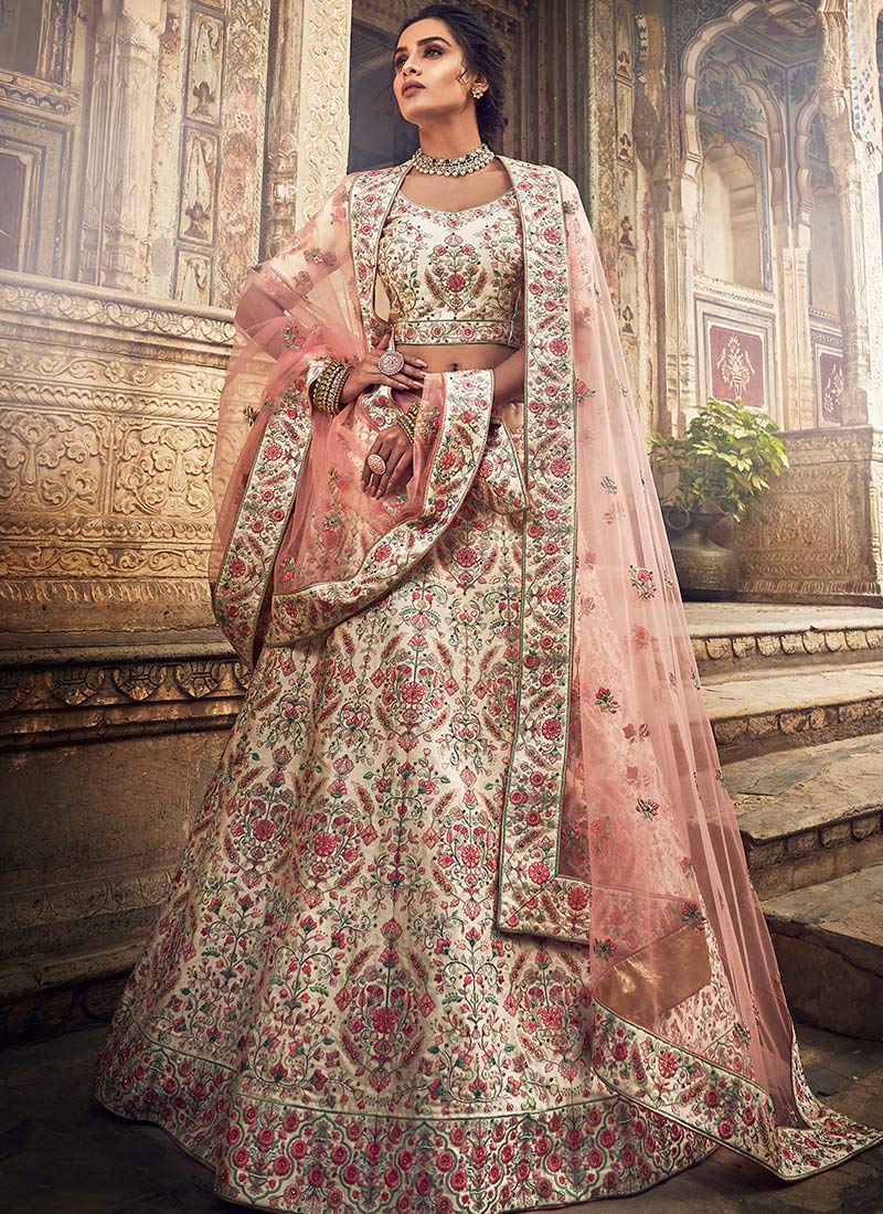 Multicolored Art Silk A Line Lehenga Wedding Wear