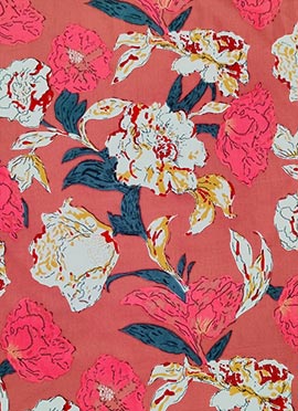 Multicolored Art Silk Cotton Mill Print Fabric