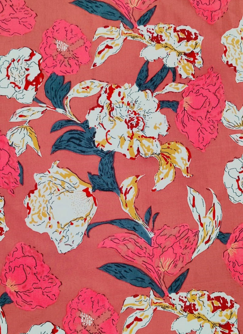 Multicolored Art Silk Cotton Mill Print Fabric