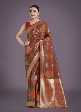 Multicolored Banarasi Silk Zari Woven Saree