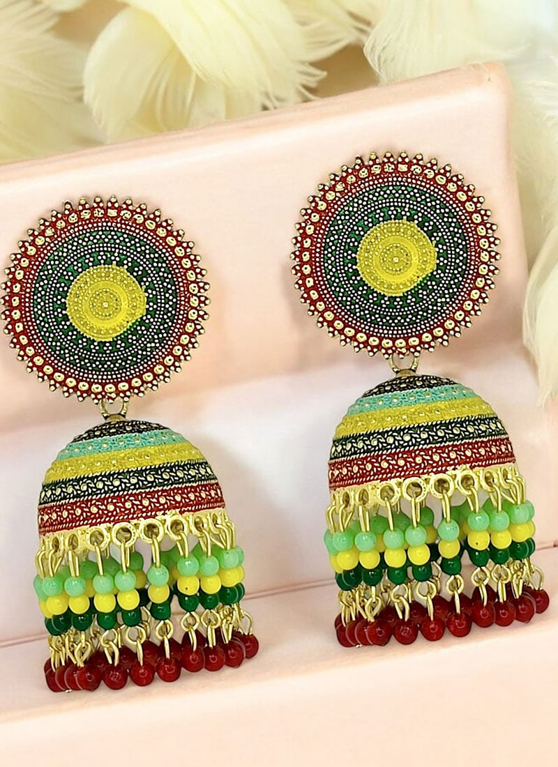 Multicolored Beads Jhumka Festive Wear