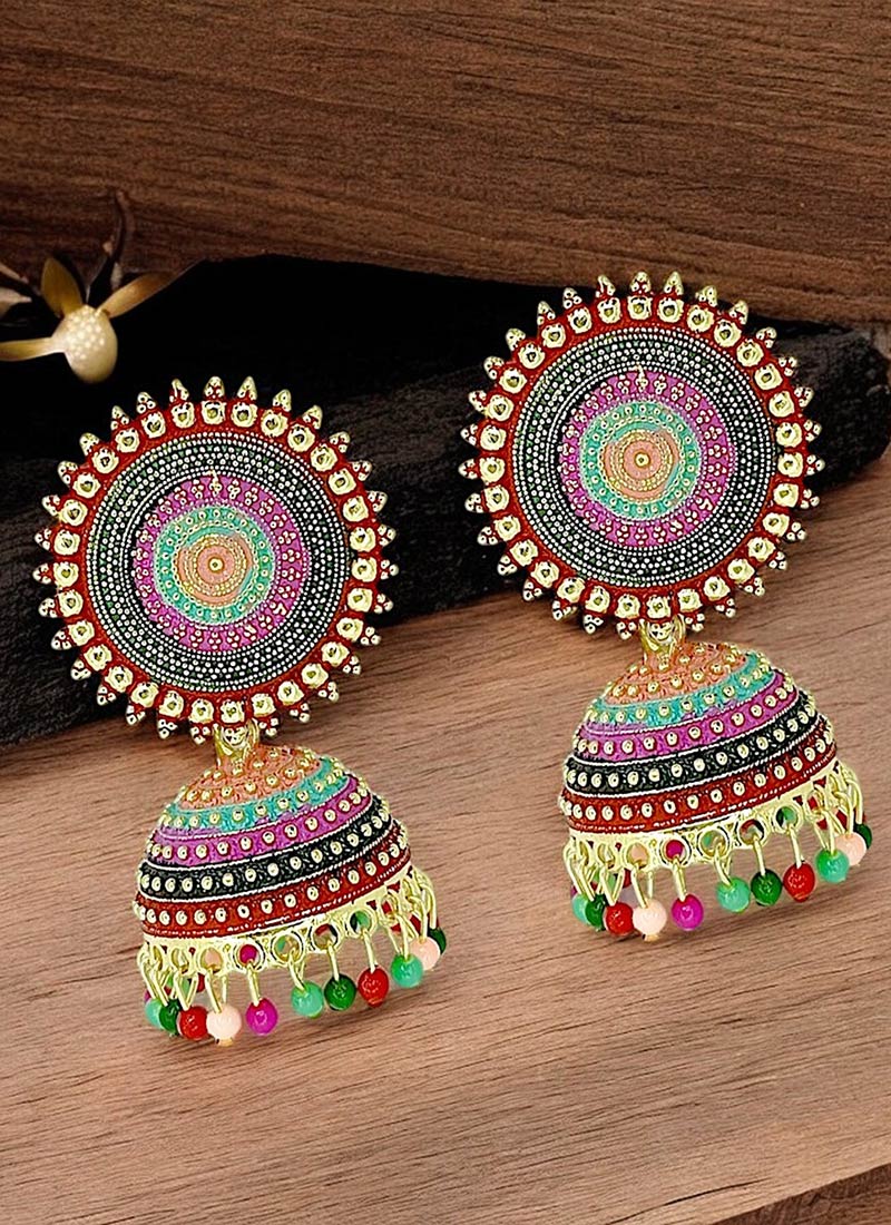 Multicolored Beads Jhumka Festive Wear