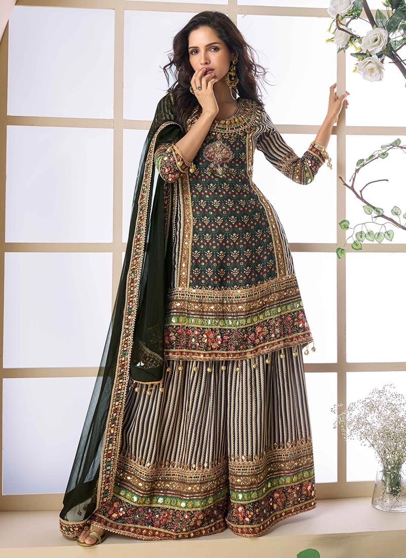 Multicolored Crepe Silk Printed Palazzo Suit
