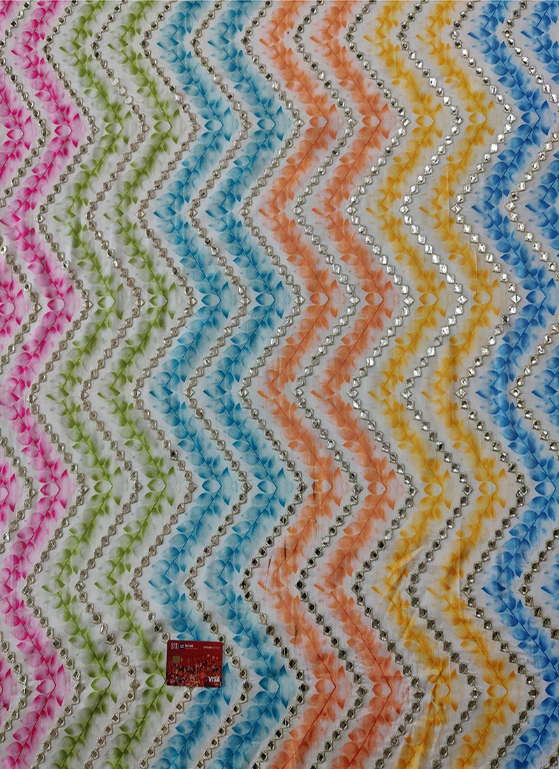 Multicolored Digital Printed Chinon Fabric