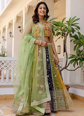 Multicolored Faux Georgette Embroidered Sequins Lehenga