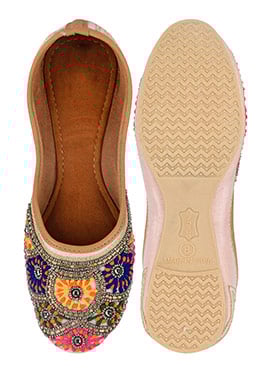 Multicolored Hand Embroidered Stone Work Juti