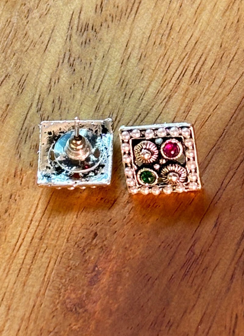 Multicolored Kundan And Beads Studs Festive Wear