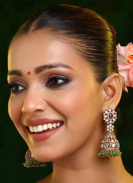 Multicolored Kundan Beads Stones Jhumka