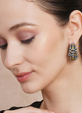 Multicolored Kundan Hoops