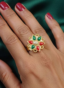 Multicolored Kundan Ring