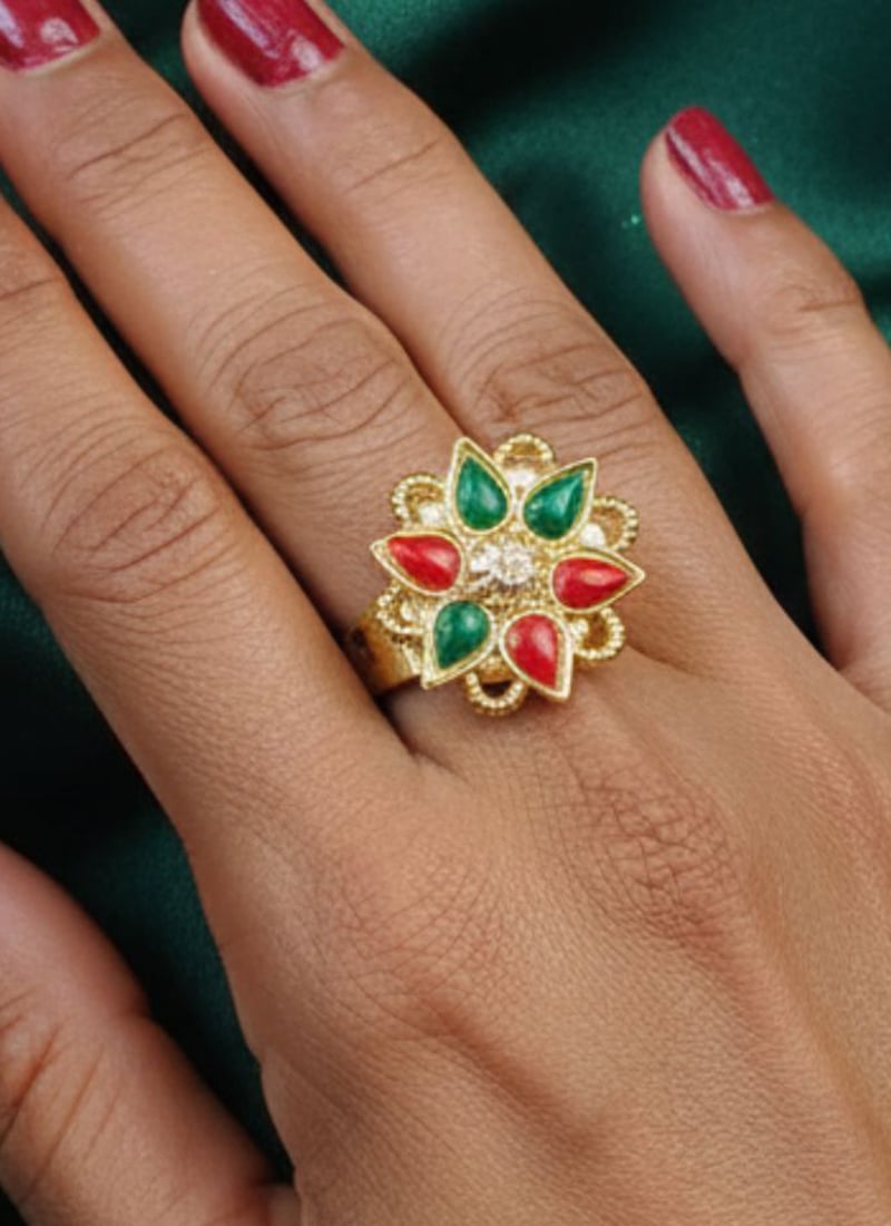 Multicolored Kundan Ring Festive Wear