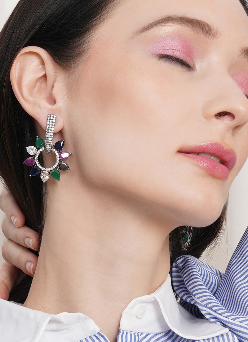 Multicolored Kundan Stones Drops Festive Wear