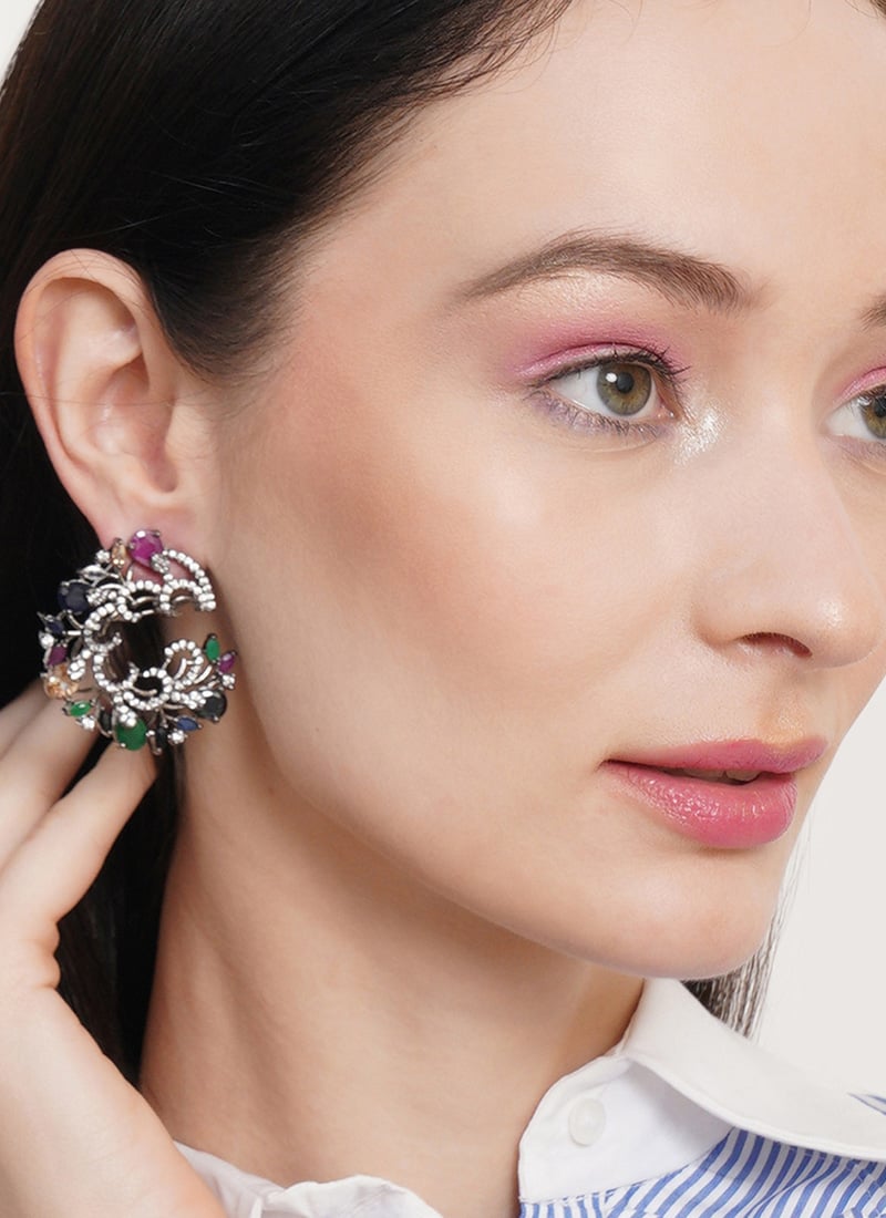 Multicolored Kundan Stones Studs Festive Wear