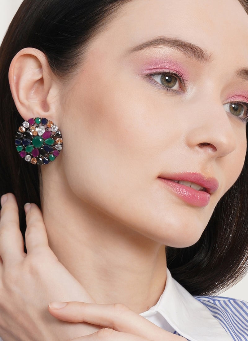 Multicolored Kundan Studs Festive Wear