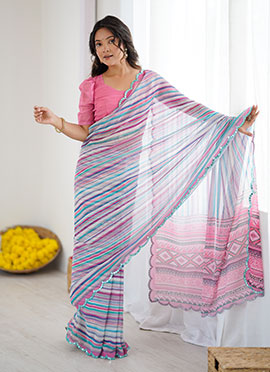 Multicolored Leheriya Print Faux Georgette Saree