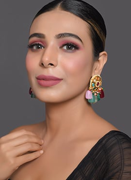Multicolored Meenakari Beads Moti Danglers