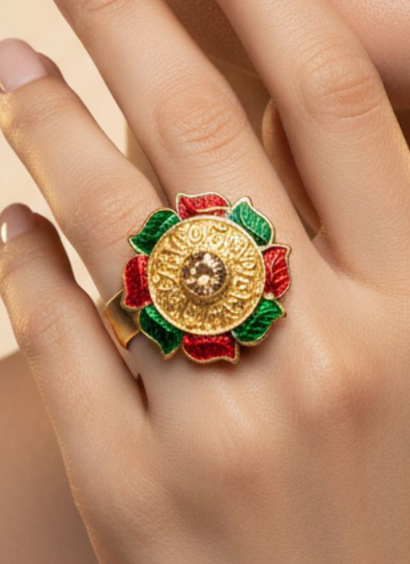 Multicolored Meenakari Stones Ring