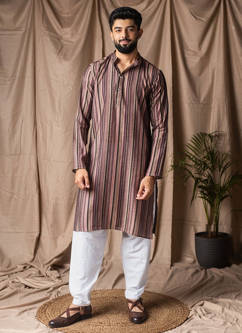 Multicolored Modal Silk Printed Kurta Pyjama