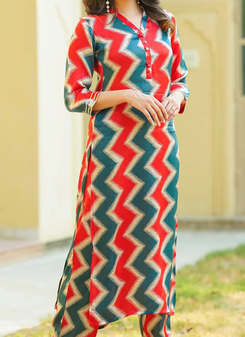 Maroon Readymade Designer Kurta With Digital Printed & Foil Work