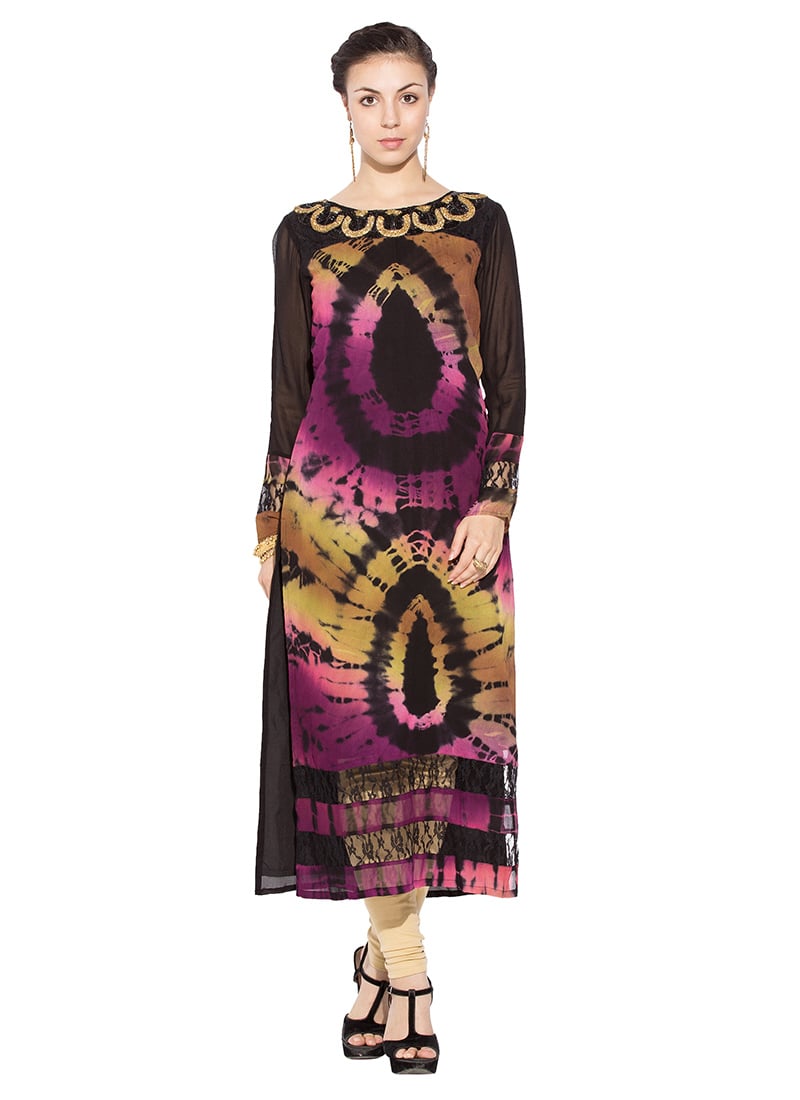 Multicolored Printed Georgette Long Kurti After Six Wear