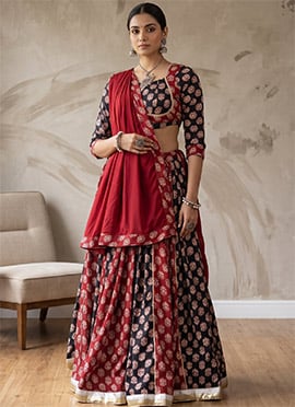 Garba Dance Multicolored Rayon Cotton Embroidered Mirror Work Chaniya Choli