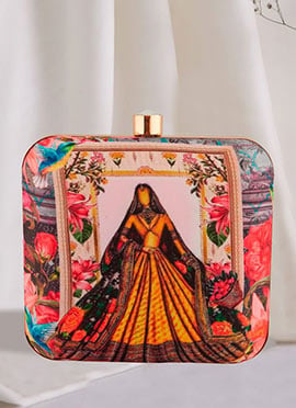 Multicolored Silk Digital Print Classy Clutch