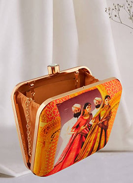 Multicolored Silk Digital Print Elegant Clutch