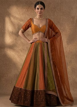 Multicolored Silk Ready Lace Work Stunning Lehenga