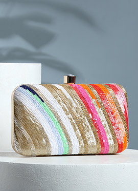Multicolored Silk Sequins Clutch