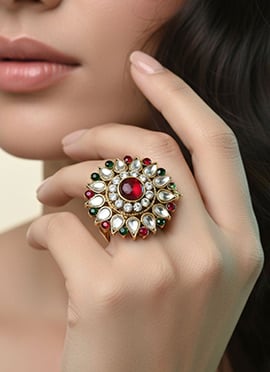 Multicolored Stones Kundan Ring